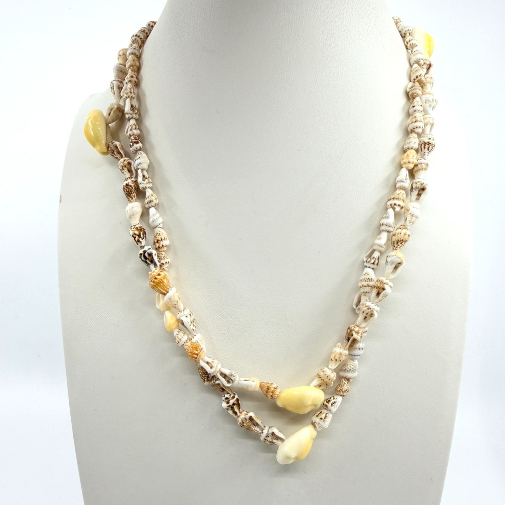 Boho Layered Shell Necklace Natural Beach Coastal Summer Festival‎ Statement